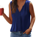 Sleeveless Tank Tops for Women Flowy V Neck Blouse Dressy Casual Cami Top Summer Work Office Shirt - Zeagoo (Us Only)