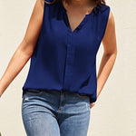 Sleeveless Tank Tops for Women Flowy V Neck Blouse Dressy Casual Cami Top Summer Work Office Shirt - Zeagoo (Us Only)