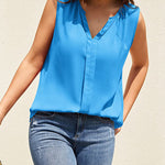 Sleeveless Tank Tops for Women Flowy V Neck Blouse Dressy Casual Cami Top Summer Work Office Shirt - Zeagoo (Us Only)