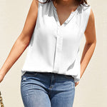 Sleeveless Tank Tops for Women Flowy V Neck Blouse Dressy Casual Cami Top Summer Work Office Shirt - Zeagoo (Us Only)