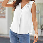 Sleeveless Tank Tops for Women Flowy V Neck Blouse Dressy Casual Cami Top Summer Work Office Shirt - Zeagoo (Us Only)