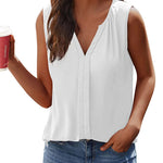 Sleeveless Tank Tops for Women Flowy V Neck Blouse Dressy Casual Cami Top Summer Work Office Shirt - Zeagoo (Us Only)