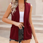 Zeagoo Women's Vest Jacket Casual Sleeveless Blazer