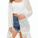 Lace Cover Up Tassel Sheer Cardigan - Zeagoo (Us Only)