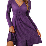 Zeagoo Womens Glitter Dress Wrap V Neck Ruffle Hem Swing Dresses