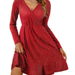 Zeagoo Womens Glitter Dress Wrap V Neck Ruffle Hem Swing Dresses