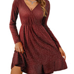 Zeagoo Womens Glitter Dress Wrap V Neck Ruffle Hem Swing Dresses