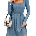 Zeagoo Womens Casual Sweater Dress Square Neck Knit Long Sleeve Dress