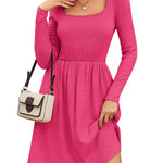 Zeagoo Womens Casual Sweater Dress Square Neck Knit Long Sleeve Dress