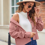 Zeagoo Womens Fashion Cropped Shackets Button Down Crop Jackets