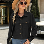 Zeagoo Womens Fashion Cropped Shackets Button Down Crop Jackets
