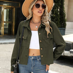 Zeagoo Womens Fashion Cropped Shackets Button Down Crop Jackets