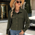 Zeagoo Womens Fashion Cropped Shackets Button Down Crop Jackets