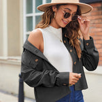 Zeagoo Womens Fashion Cropped Shackets Button Down Crop Jackets