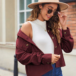 Zeagoo Womens Fashion Cropped Shackets Button Down Crop Jackets