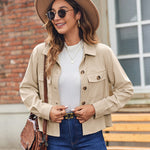 Zeagoo Womens Fashion Cropped Shackets Button Down Crop Jackets