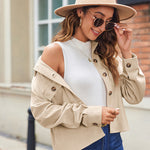 Zeagoo Womens Fashion Cropped Shackets Button Down Crop Jackets