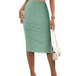 Zeagoo Womens Knit Midi Skirts Casual Pencil Skirt