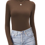 Zeagoo Womens Long Sleeve Shirts Mock Neck Basic Slim Fitted Tops
