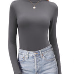 Zeagoo Womens Long Sleeve Shirts Mock Neck Basic Slim Fitted Tops