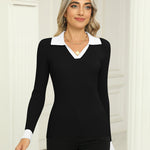 Zeagoo Womens Sweater Long Sleeve V Neck Ribbed Knit Tops