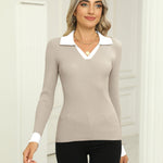 Zeagoo Womens Sweater Long Sleeve V Neck Ribbed Knit Tops
