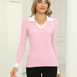 Zeagoo Womens Sweater Long Sleeve V Neck Ribbed Knit Tops