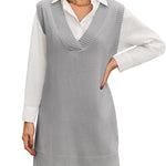 Zeagoo Women's Oversized Sweater Vest Dress V Neck Knit Pullover