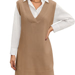 Zeagoo Women's Oversized Sweater Vest Dress V Neck Knit Pullover