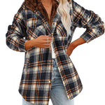 Zeagoo Womens Plaid Shacket Jacket Long Sleeve Fleece Hooded Jackets