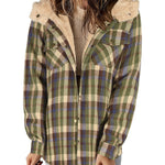 Zeagoo Womens Plaid Shacket Jacket Long Sleeve Fleece Hooded Jackets