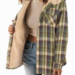 Zeagoo Womens Plaid Shacket Jacket Long Sleeve Fleece Hooded Jackets