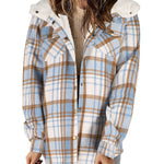 Zeagoo Womens Plaid Shacket Jacket Long Sleeve Fleece Hooded Jackets