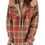 Zeagoo Womens Plaid Shacket Jacket Long Sleeve Fleece Hooded Jackets