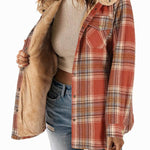 Zeagoo Womens Plaid Shacket Jacket Long Sleeve Fleece Hooded Jackets