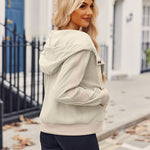 Zeagoo Womens Corduroy Knit Hoodies Zip Up Shirt Jacket