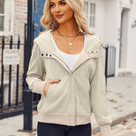 Zeagoo Womens Corduroy Knit Hoodies Zip Up Shirt Jacket