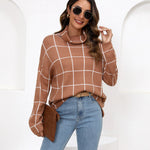 Zeagoo Womens Turtleneck Sweaters Color Block Cozy Knit Pullover