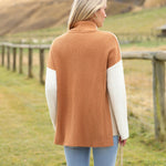 Zeagoo Womens Turtleneck Sweaters Color Block Cozy Knit Pullover