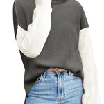 Zeagoo Womens Turtleneck Sweaters Color Block Cozy Knit Pullover