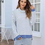 Zeagoo Womens Turtleneck Sweaters Color Block Cozy Knit Pullover