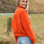 Zeagoo Womens Cropped Jacket Stand Collar Long Sleeve Zip Up Shackets