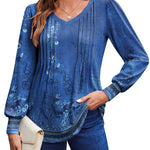 Zeagoo Women'S Puff Long Sleeve Shirts Pleated V Neck Tunic Tops