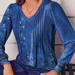 Zeagoo Women'S Puff Long Sleeve Shirts Pleated V Neck Tunic Tops