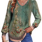 Zeagoo Women'S Puff Long Sleeve Shirts Pleated V Neck Tunic Tops