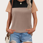 Zeagoo Womens Casual Color Block Tops Short Sleeve T Shirts
