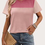 Zeagoo Womens Casual Color Block Tops Short Sleeve T Shirts