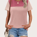 Zeagoo Womens Casual Color Block Tops Short Sleeve T Shirts
