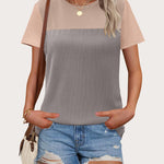 Zeagoo Womens Casual Color Block Tops Short Sleeve T Shirts