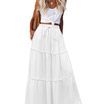 Zeagoo Womens Casual Maxi Skirts High Waist Boho Skirts